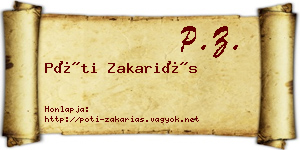 Póti Zakariás névjegykártya